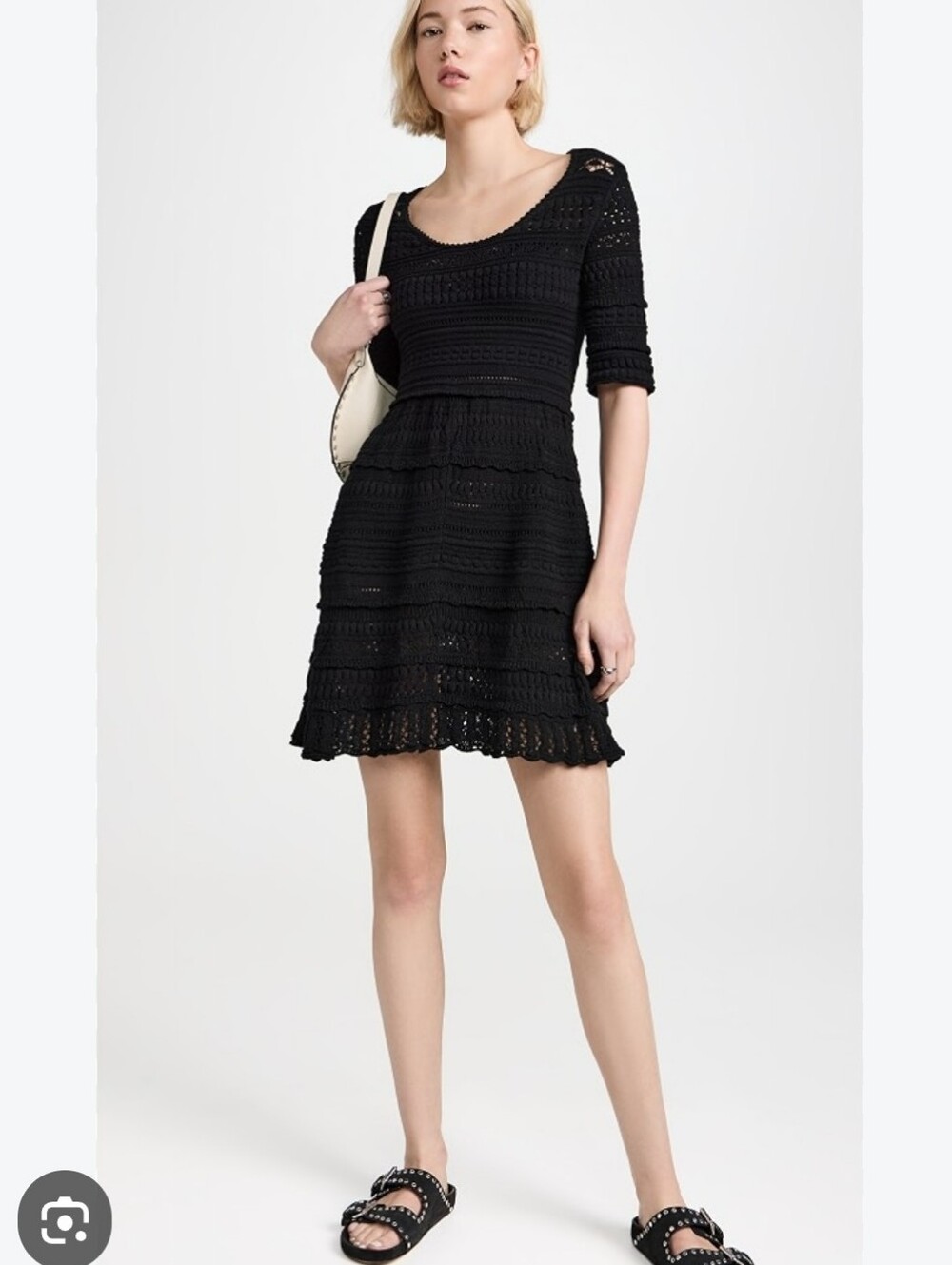 Isabel Marant Etoile Black Crochet Knitted Mini Dress Size Medium